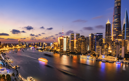 Shanghai Skyline at Dusk  from Chrome web store to be run with OffiDocs Chromium online