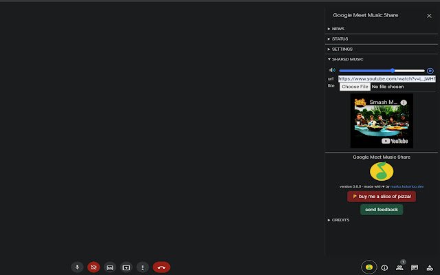 Gedeelde muziek voor Google Meet uit de Chrome-webwinkel voor gebruik met OffiDocs Chromium online