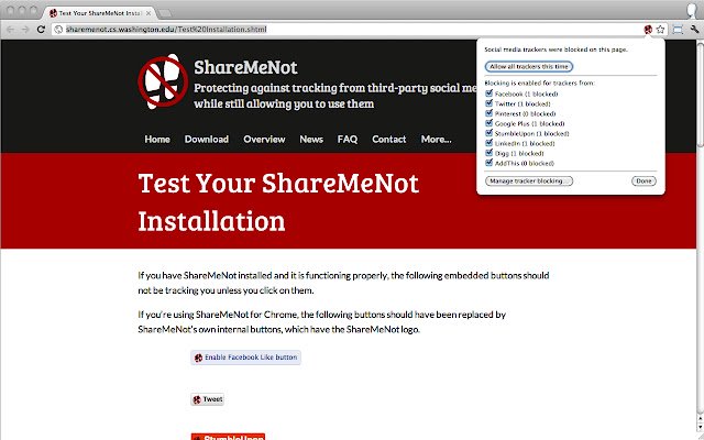 ShareMeNot  from Chrome web store to be run with OffiDocs Chromium online