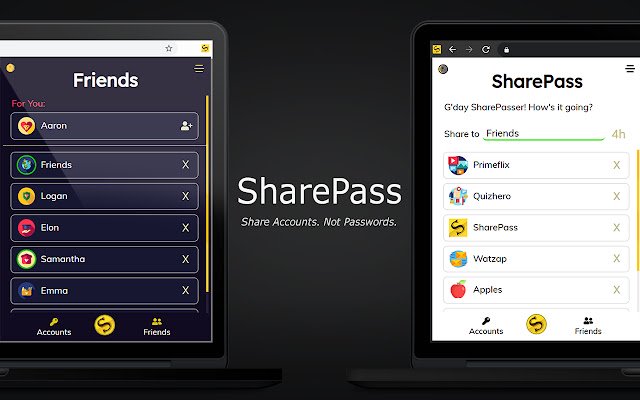 Akun Berbagi SharePass. Bukan Kata Sandi. dari toko web Chrome untuk dijalankan dengan OffiDocs Chromium online
