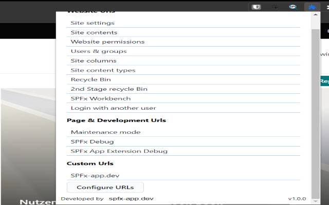 Chrome Web ストアからの SharePoint クイックリンクを OffiDocs Chromium online で実行する