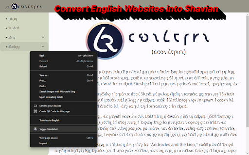 Shavian World  from Chrome web store to be run with OffiDocs Chromium online