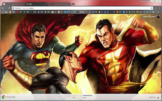 Shazam vs BlackAdam vs SuperMan ze sklepu internetowego Chrome, który można uruchomić za pomocą OffiDocs Chromium online
