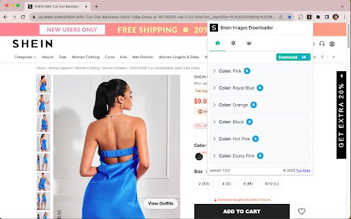 Shein Image Downloader  from Chrome web store to be run with OffiDocs Chromium online