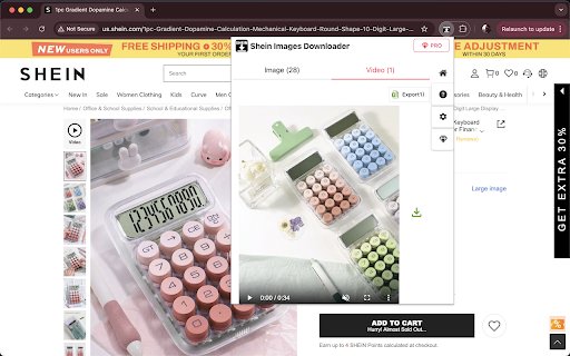 Shein Images Downloader Download Images, Videos  Excel Export  from Chrome web store to be run with OffiDocs Chromium online