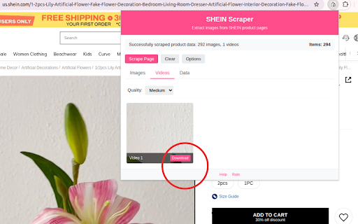 Shiahn: SHEIN Image and Data Scraper  from Chrome web store to be run with OffiDocs Chromium online