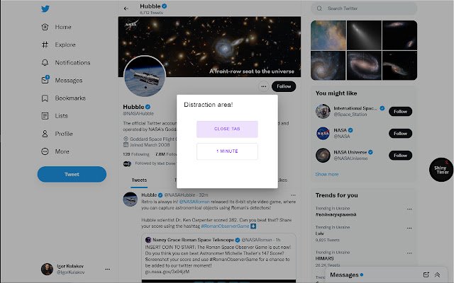 ShinyTimer website blocker  from Chrome web store to be run with OffiDocs Chromium online