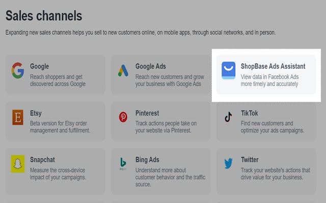 Chrome ウェブストアの ShopBase Ads Assistant を OffiDocs Chromium オンラインで実行