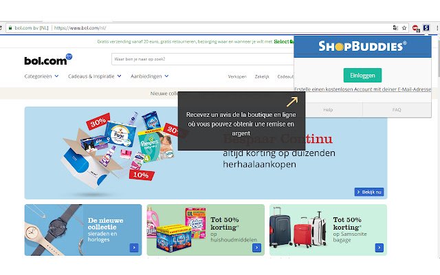 Shopbuddies.ch Cashback Melder da Chrome Web Store para ser executado com OffiDocs Chromium online