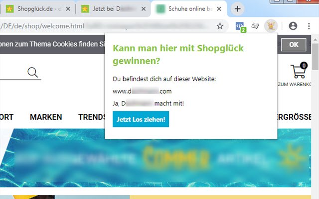 Shopglück Detector de la boutique en ligne Chrome à exécuter avec OffiDocs Chromium en ligne