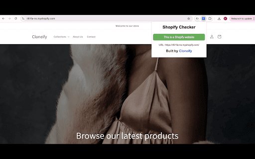 Shopify Checker  from Chrome web store to be run with OffiDocs Chromium online