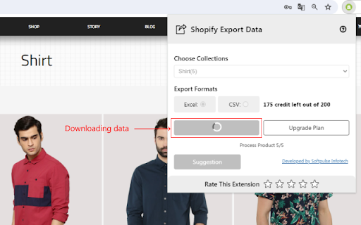 Shopify Export Data  from Chrome web store to be run with OffiDocs Chromium online