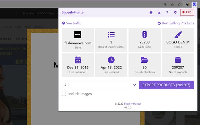 Shopify Hunter Product Scraper  Store Spy  from Chrome web store to be run with OffiDocs Chromium online