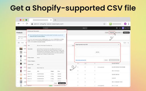 Shopify Product Scraper  Spy Tool by Meetanshi  from Chrome web store to be run with OffiDocs Chromium online