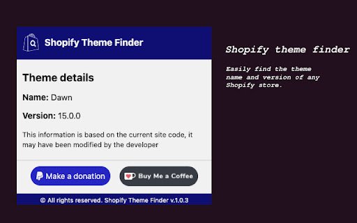 Shopify Theme Finder  from Chrome web store to be run with OffiDocs Chromium online
