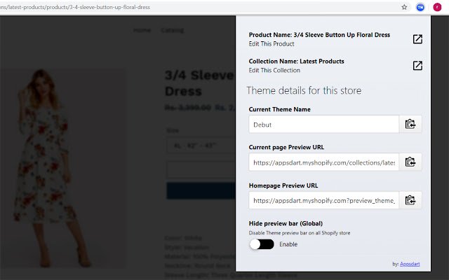 Shopify Theme helper  from Chrome web store to be run with OffiDocs Chromium online