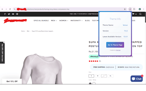 Shopify Theme Info  from Chrome web store to be run with OffiDocs Chromium online