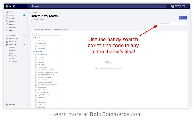 Shopify Theme Search by Bold من متجر Chrome الإلكتروني ليتم تشغيله مع OffiDocs Chromium عبر الإنترنت