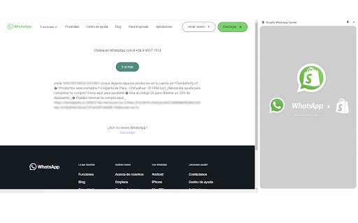 Shopify WhatsApp Sender  from Chrome web store to be run with OffiDocs Chromium online