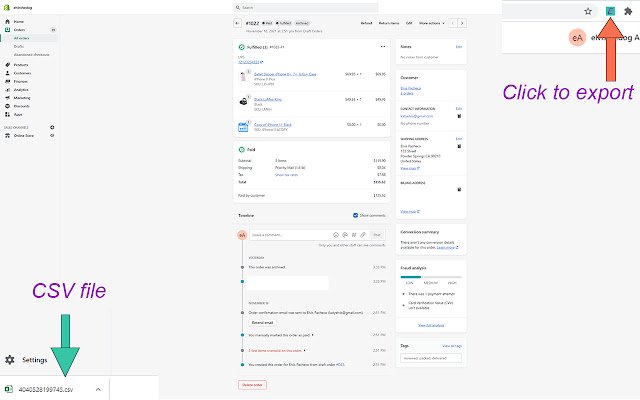 Shopi Order Export Lite  from Chrome web store to be run with OffiDocs Chromium online