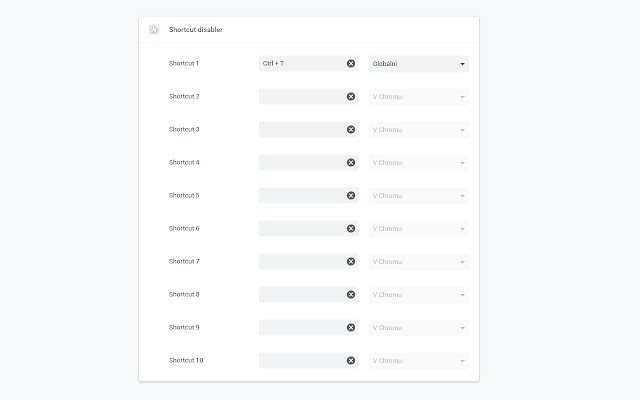 Shortcut disabler  from Chrome web store to be run with OffiDocs Chromium online
