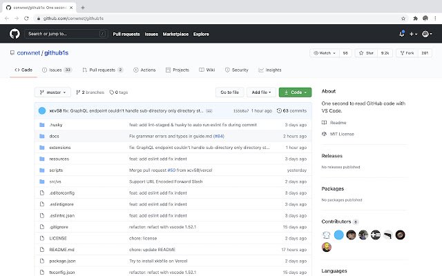 raccourci vers github1s depuis la boutique en ligne Chrome à exécuter avec OffiDocs Chromium en ligne