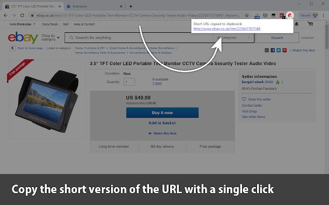 Short Item URL for eBay  from Chrome web store to be run with OffiDocs Chromium online