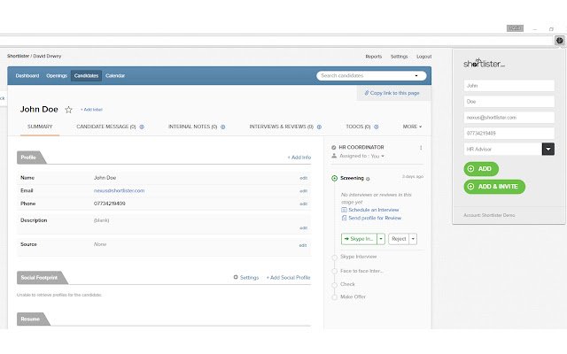 Shortlister Connect จาก Chrome เว็บสโตร์เพื่อใช้งานกับ OffiDocs Chromium ทางออนไลน์