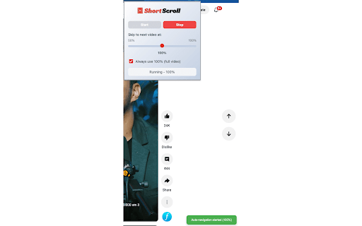 Short Scroll Youtube Shorts Auto Navigator  from Chrome web store to be run with OffiDocs Chromium online