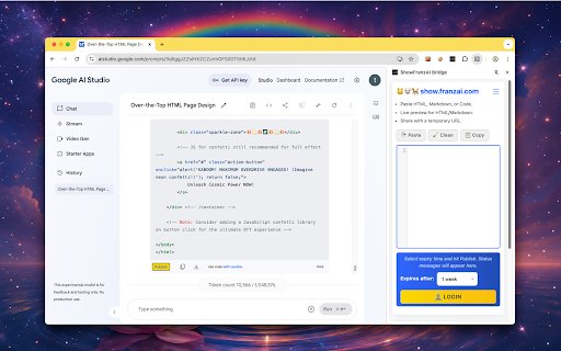 ShowFranzAI Bridge  from Chrome web store to be run with OffiDocs Chromium online