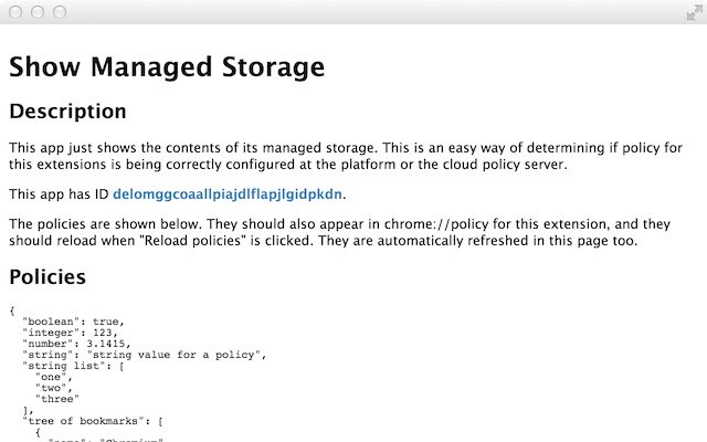 Show Managed Storage  from Chrome web store to be run with OffiDocs Chromium online