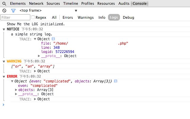 Show Me the LOG  from Chrome web store to be run with OffiDocs Chromium online