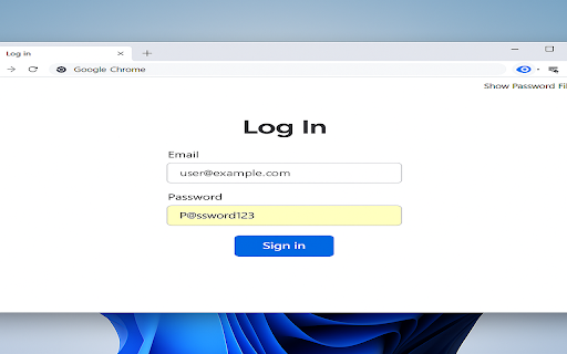 Show Password Field  from Chrome web store to be run with OffiDocs Chromium online
