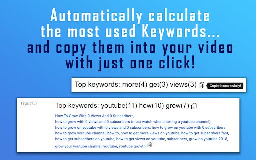 Show YouTube Video Tags (Advanced) from Chrome web store to be run with OffiDocs Chromium online Show YouTube Video Tags (Advanced) from Chrome web store to be run with OffiDocs Chromium online