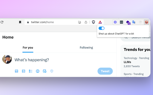 Shut up about ChatGPT  from Chrome web store to be run with OffiDocs Chromium online