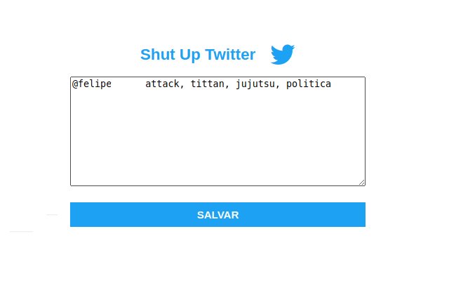 ShutUp Twitter  from Chrome web store to be run with OffiDocs Chromium online