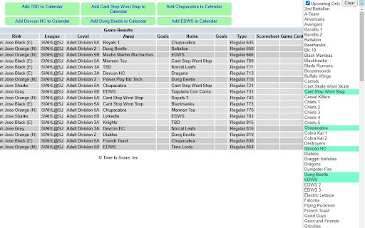 SIAHL TimeToScore Schedule Filter  from Chrome web store to be run with OffiDocs Chromium online