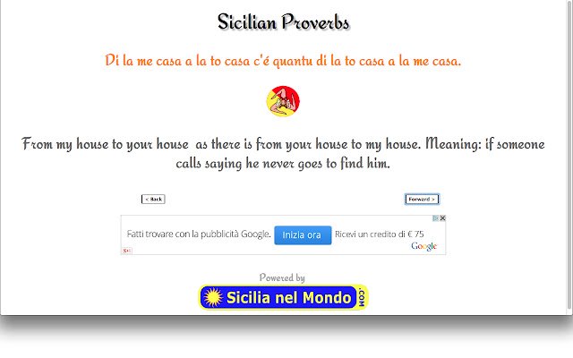 Chrome ウェブストアのシチリアのことわざを OffiDocs Chromium online で実行
