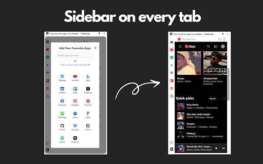 Sidebar  App Launcher for ChatGPT, YouTube, Reddit  More TabBuddy  from Chrome web store to be run with OffiDocs Chromium online