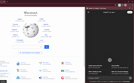 Sidebar for ChatGPT Free Access  from Chrome web store to be run with OffiDocs Chromium online