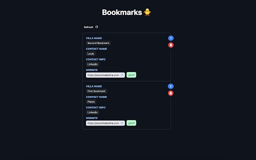 Side Bookmarks  from Chrome web store to be run with OffiDocs Chromium online