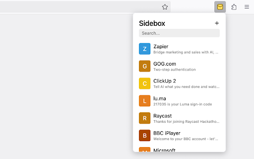 Sidebox  from Chrome web store to be run with OffiDocs Chromium online