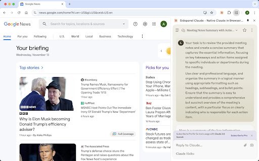 Sidepanel Claude Native Claude in Browser Sidepanel  from Chrome web store to be run with OffiDocs Chromium online