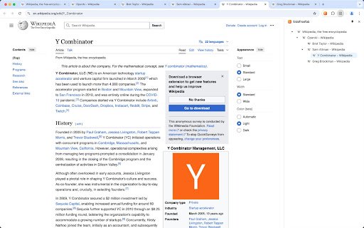 SideTreeTab  from Chrome web store to be run with OffiDocs Chromium online