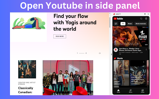 sideYT Youtube in side panel  from Chrome web store to be run with OffiDocs Chromium online
