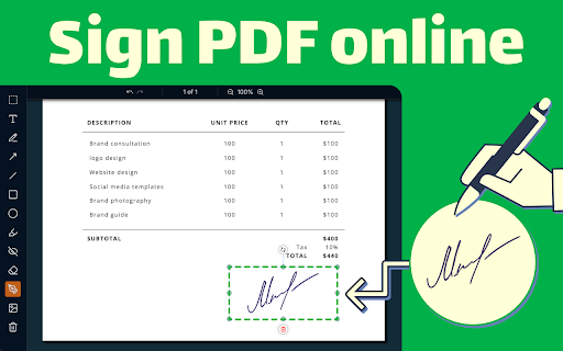 Sign PDF Online  from Chrome web store to be run with OffiDocs Chromium online