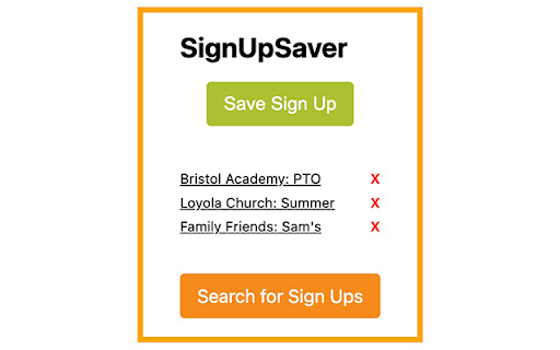 SignUpSaver  from Chrome web store to be run with OffiDocs Chromium online