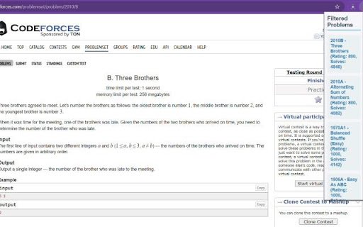Similar Codeforces Problem  from Chrome web store to be run with OffiDocs Chromium online