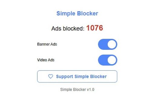 Simple adBlocker  from Chrome web store to be run with OffiDocs Chromium online