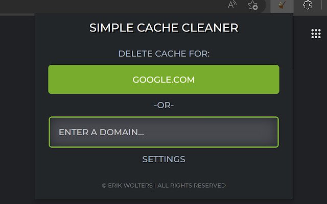 Simple Cache Cleaner 3 de Chrome web store se ejecutará con OffiDocs Chromium en línea